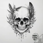 Tattoo sketch череп с пером и птицами, ink il… – tattoo sketch (№1760621443_0, 16.10.2025 13:30) — tattoovalue.net