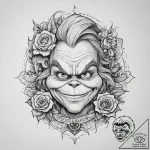 Tattoo sketch the grinch with a hair, ink ill… – tattoo sketch (№1760621876_0, 16.10.2025 13:37) — tattoovalue.net