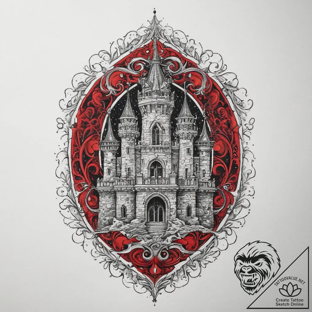 Tattoo sketch castle, tattoo sketch design, d... - tattoo sketch (№1760622524_0, 16.10.2025 13:48) — tattoovalue.net