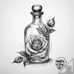 Tattoo sketch magic potion bottle with a rose – tattoo sketch (№1760622957_0, 16.10.2025 13:55) — tattoovalue.net