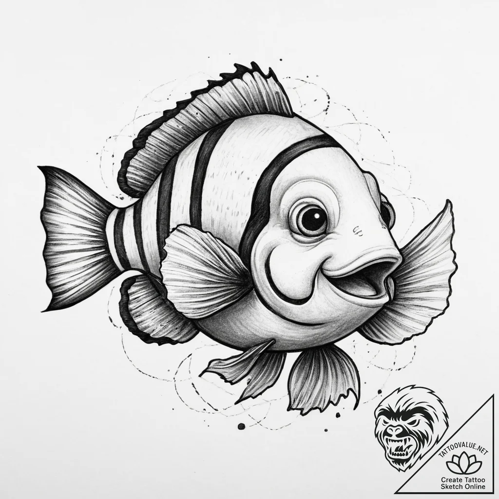 Tattoo sketch finding nemo clownfish, tattoo... - tattoo sketch (№1760623603_0, 16.10.2025 14:06) — tattoovalue.net