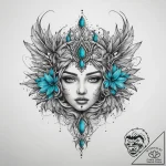 Tattoo sketch turquoise, ink illustration for… – tattoo sketch (№1760625343_0, 16.10.2025 14:35) — tattoovalue.net