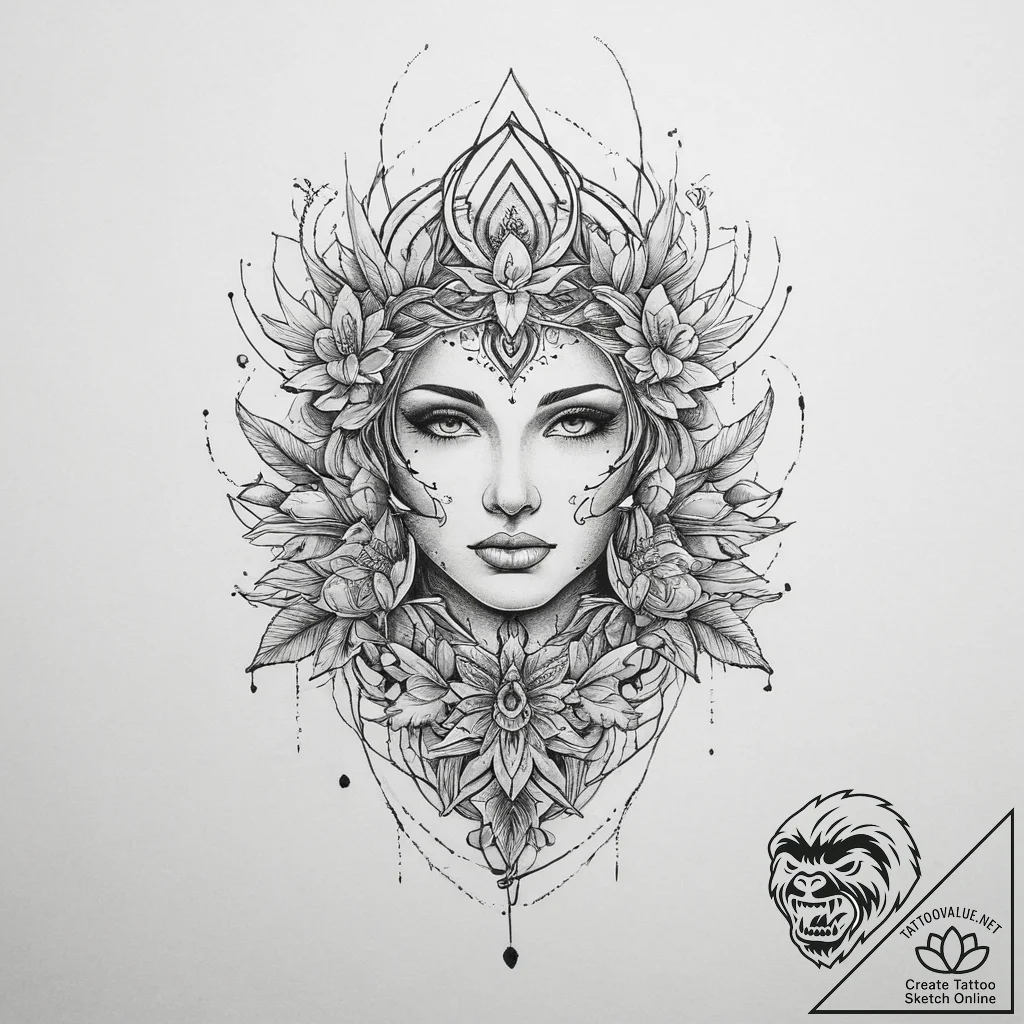 Tattoo sketch sage, tattoo line art, sepia to... - tattoo sketch (№1760625774_0, 16.10.2025 14:42) — tattoovalue.net