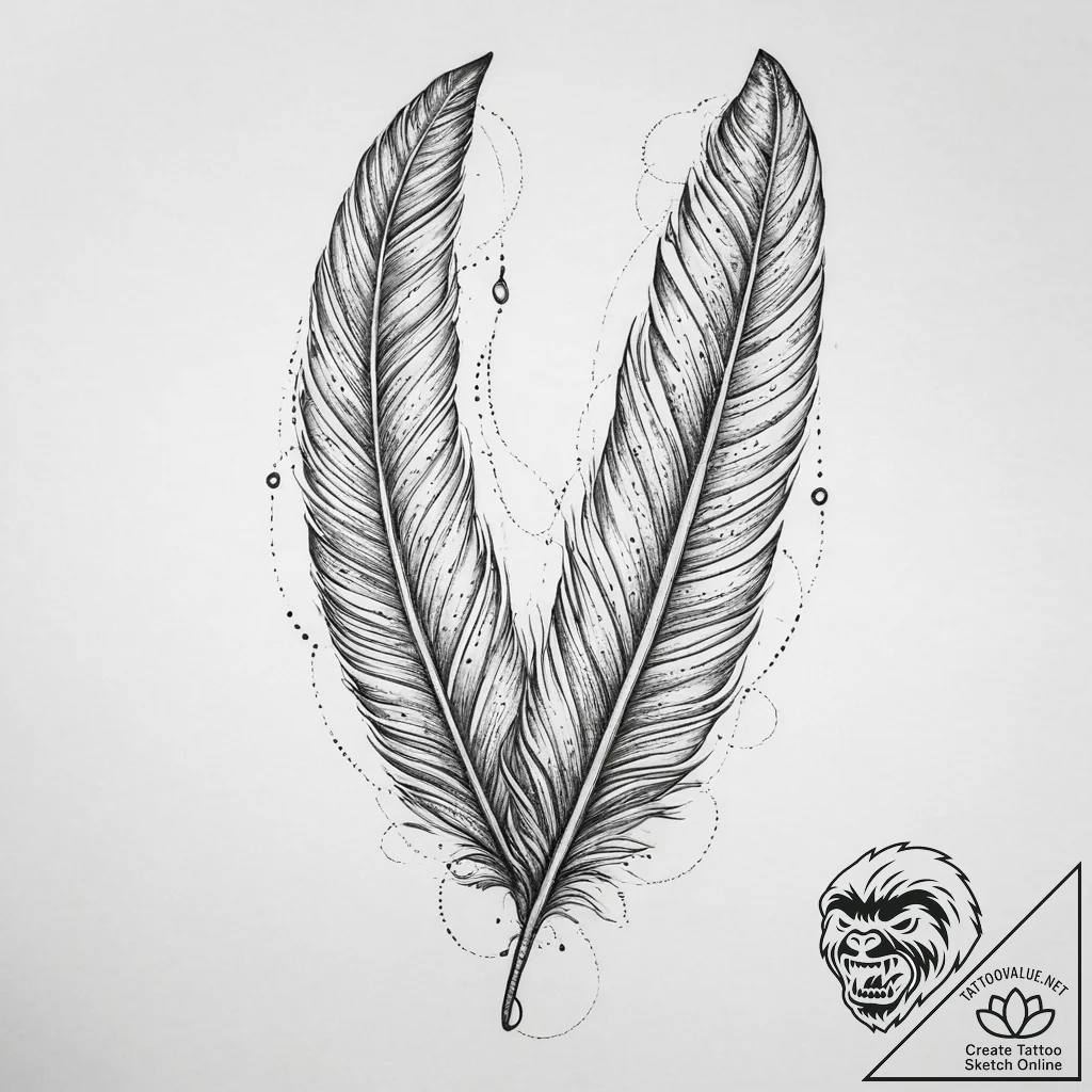 Tattoo sketch перья, ink illustration for tat... - tattoo sketch (№1760626207_0, 16.10.2025 14:50) — tattoovalue.net