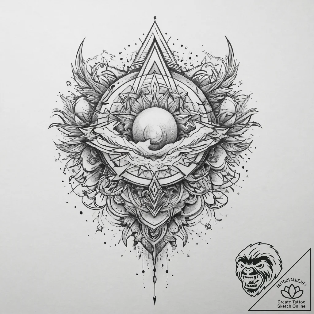 Tattoo sketch cosmic land, tattoo drawing out... - tattoo sketch (№1760627070_0, 16.10.2025 15:04) — tattoovalue.net