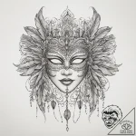 Tattoo sketch feathered mask tattoo, tattoo f… – tattoo sketch (№1760627503_0, 16.10.2025 15:11) — tattoovalue.net