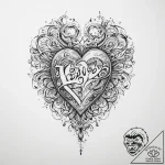 Tattoo sketch узор в виде сердца с надписью – tattoo sketch (№1760627950_0, 16.10.2025 15:19) — tattoovalue.net