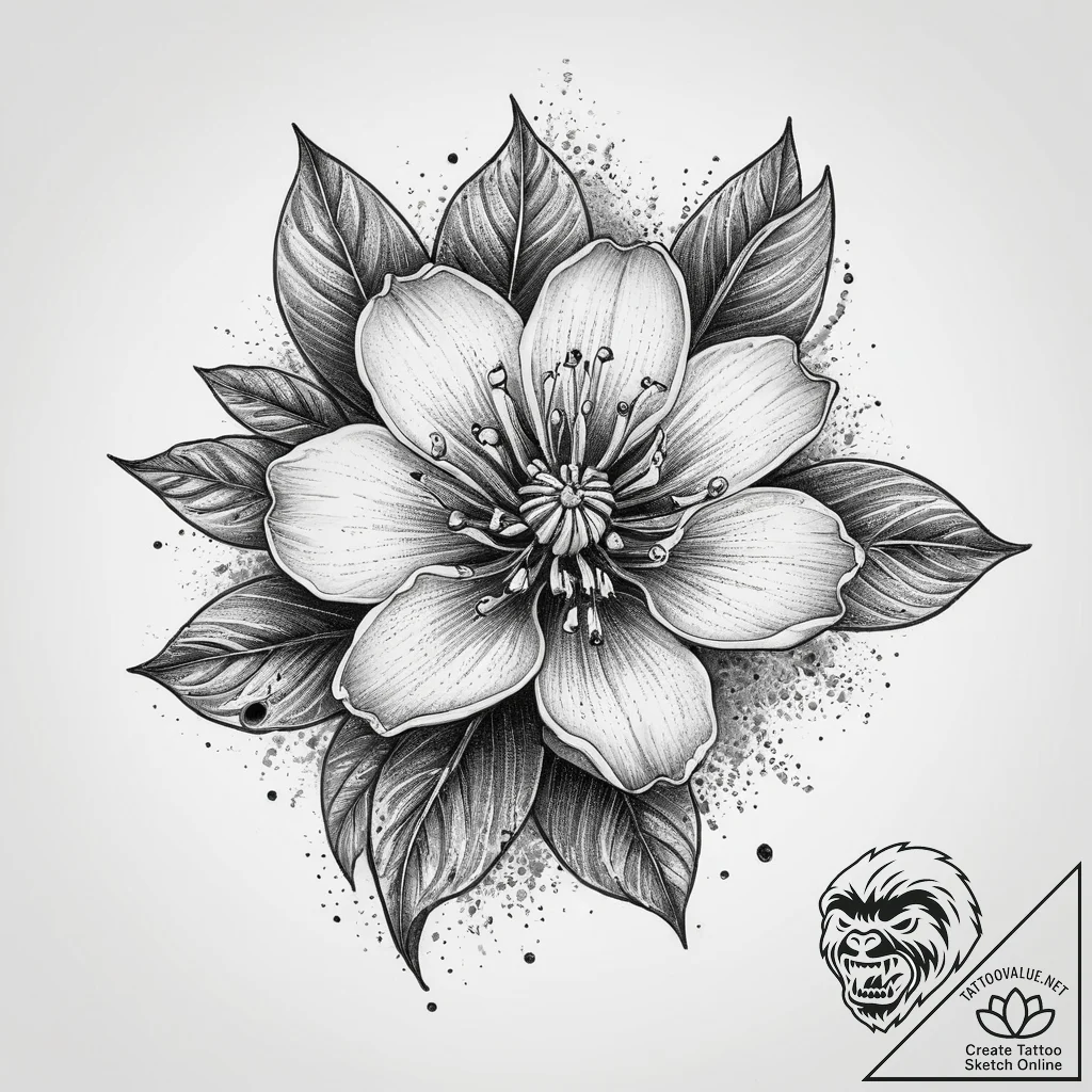 Tattoo sketch pomegranate blossom, tattoo ske... - tattoo sketch (№1760628381_0, 16.10.2025 15:26) — tattoovalue.net