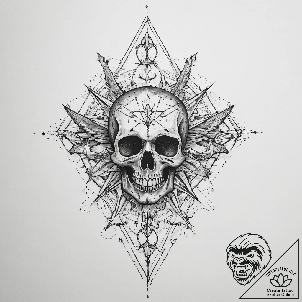 Tattoo sketch death, tattoo line art, dotwork... - tattoo sketch (№1760628598_0, 16.10.2025 15:29) — tattoovalue.net