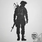 Tattoo sketch soldier’s silhouette against th… – tattoo sketch (№1760632720_0, 16.10.2025 16:38) — tattoovalue.net