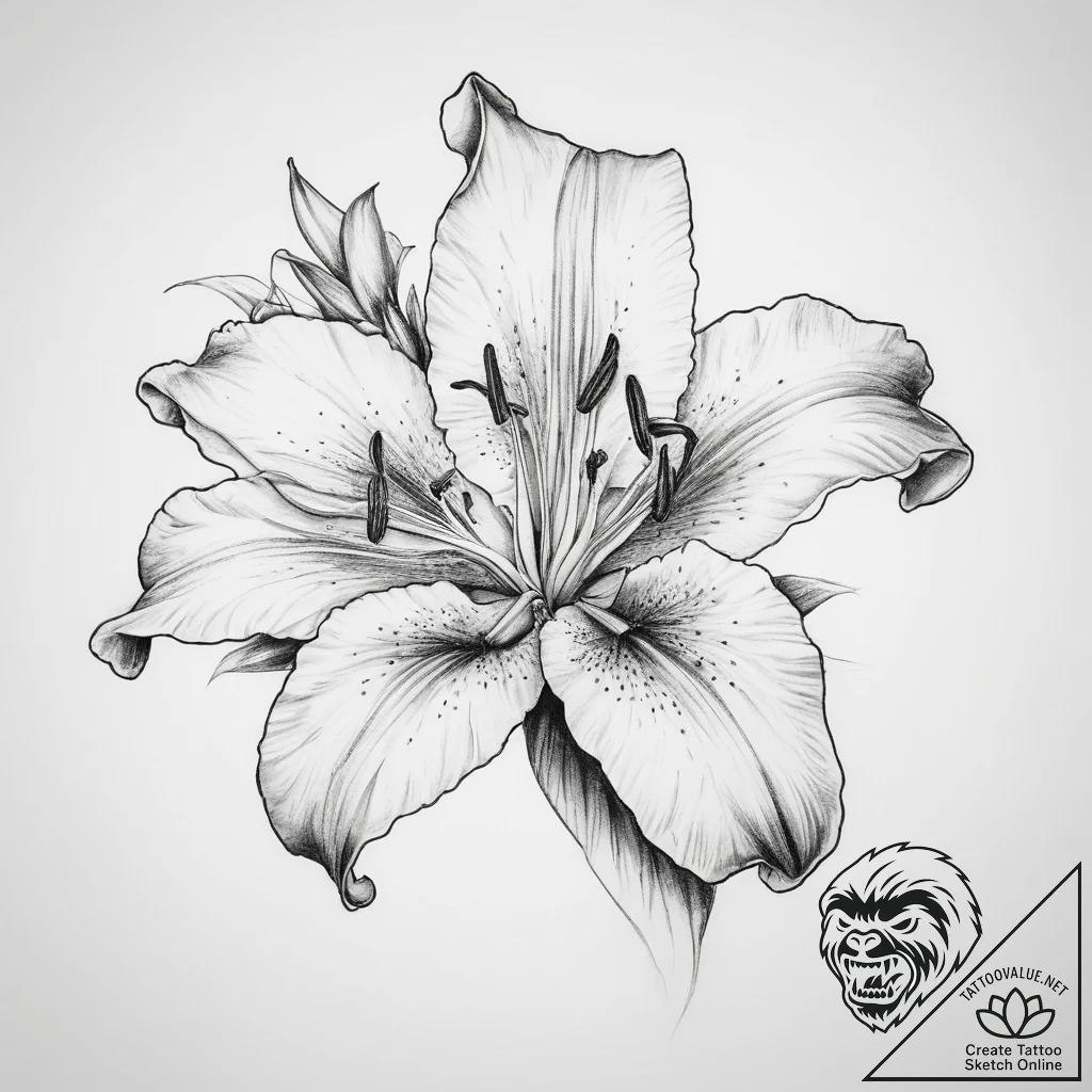 Tattoo sketch lily - tattoo sketch (№1760632936_0, 16.10.2025 16:42) — tattoovalue.net