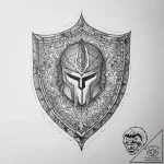 Tattoo sketch spartan shield, concept art for… – tattoo sketch (№1760634671_0, 16.10.2025 17:11) — tattoovalue.net