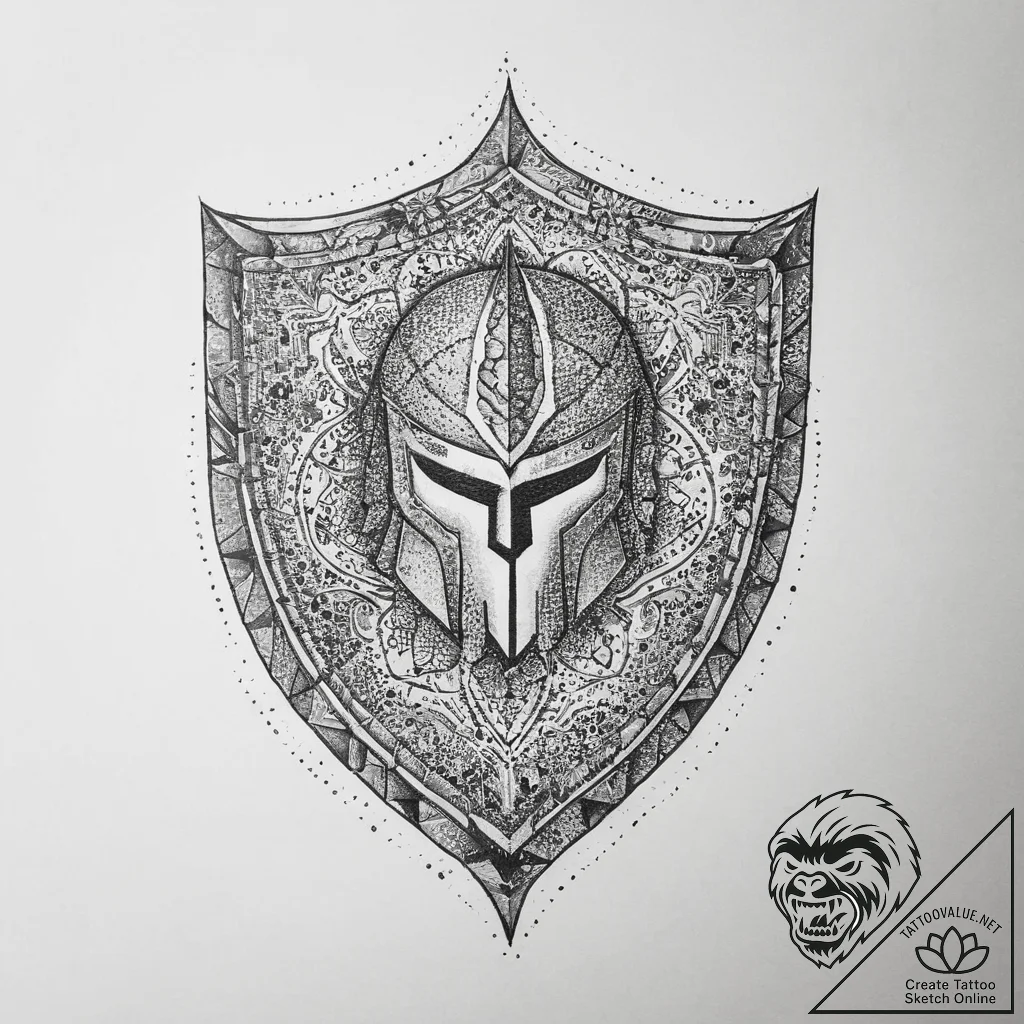 Tattoo sketch spartan shield, concept art for... - tattoo sketch (№1760634671_0, 16.10.2025 17:11) — tattoovalue.net