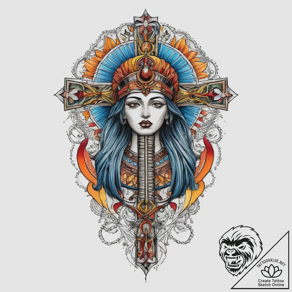 Tattoo sketch isis, tattoo line art, vibrant... - tattoo sketch (№1760635328_0, 16.10.2025 17:22) — tattoovalue.net