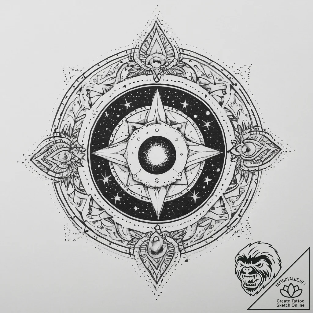 Tattoo sketch cosmic self, tattoo sketch desi... - tattoo sketch (№1760636408_0, 16.10.2025 17:40) — tattoovalue.net
