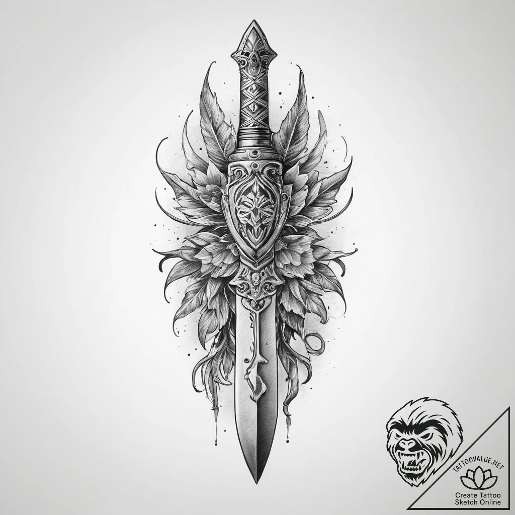 Tattoo sketch knife - tattoo sketch (№1760637271_0, 16.10.2025 17:54) — tattoovalue.net