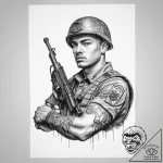 Tattoo sketch soldier with a paper – tattoo sketch (№1760638134_0, 16.10.2025 18:08) — tattoovalue.net