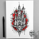 Tattoo sketch castle, tattoo flash sheet desi… – tattoo sketch (№1760638780_0, 16.10.2025 18:19) — tattoovalue.net