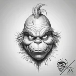 Tattoo sketch the grinch with a feather, tatt… – tattoo sketch (№1760640948_0, 16.10.2025 18:55) — tattoovalue.net