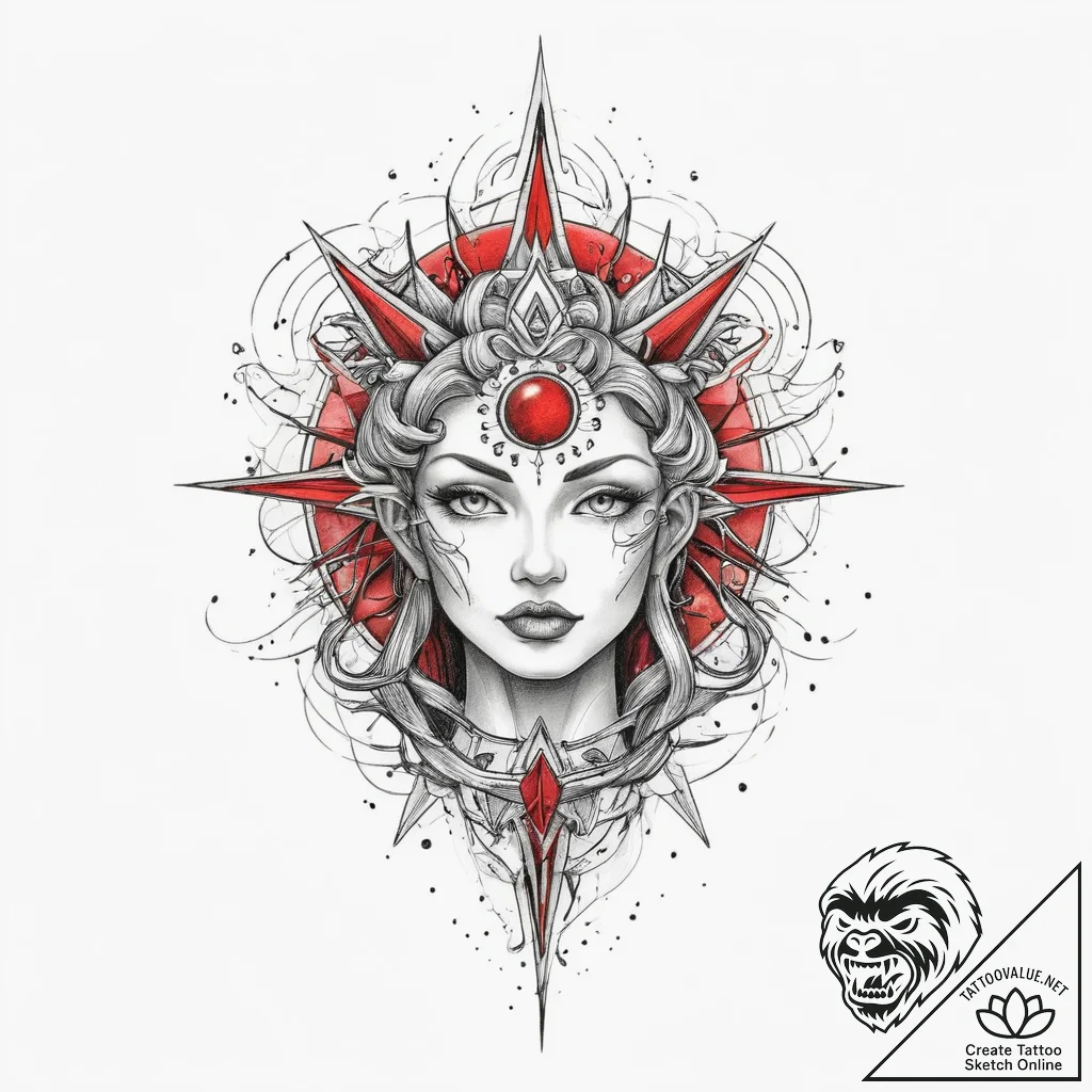 Tattoo sketch cosmic kingdom, artistic tattoo... - tattoo sketch (№1760641813_0, 16.10.2025 19:10) — tattoovalue.net