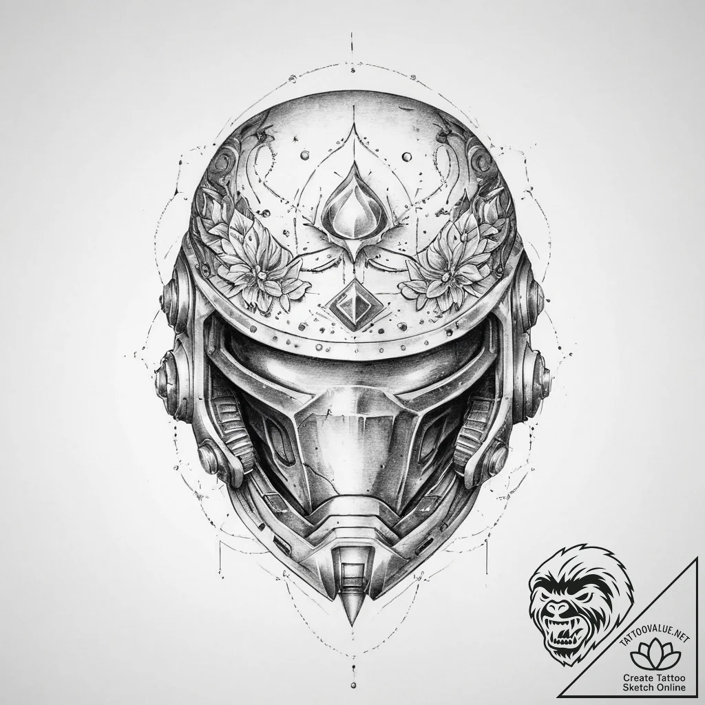 Tattoo sketch cosmic helmet - tattoo sketch (№1760642029_0, 16.10.2025 19:13) — tattoovalue.net