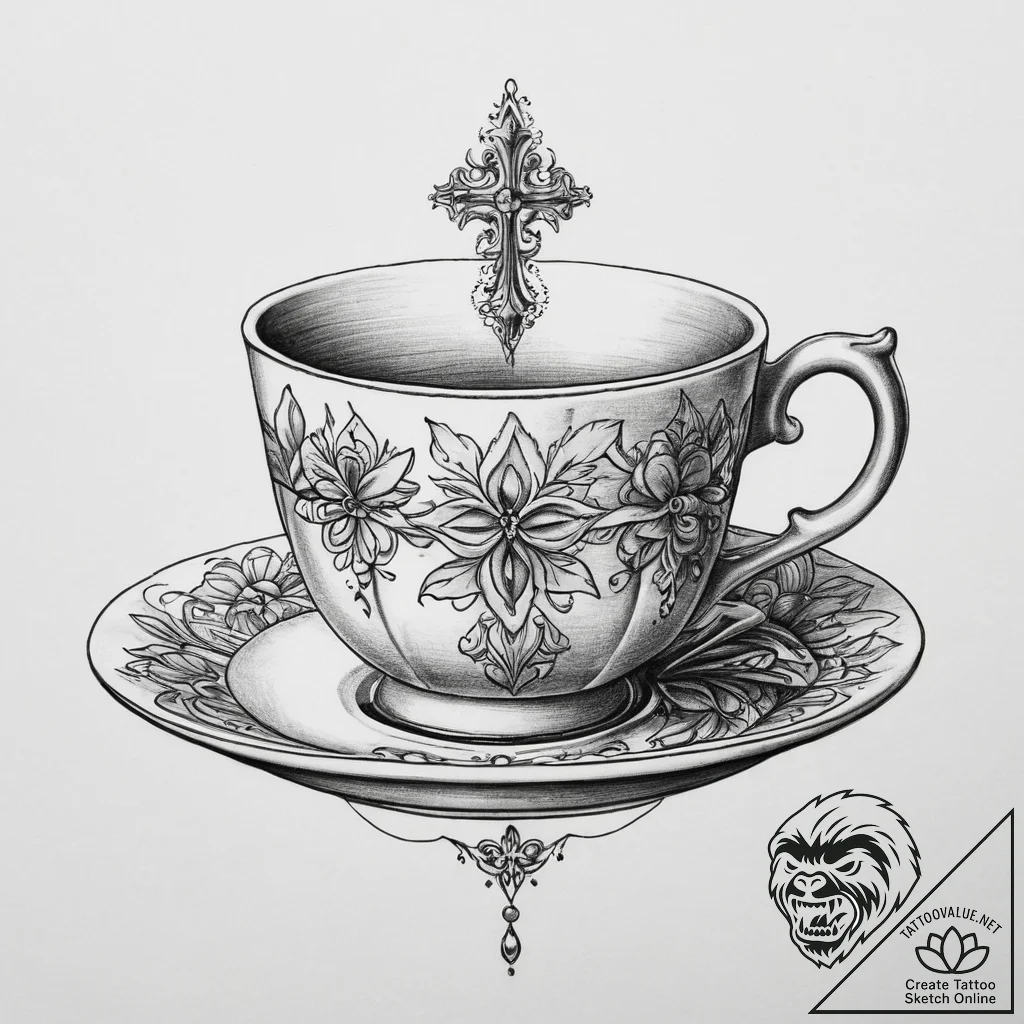 Tattoo sketch teacup tattoo, tattoo drawing o... - tattoo sketch (№1760642892_0, 16.10.2025 19:28) — tattoovalue.net