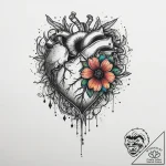 Tattoo sketch mended heart with a flower, con… – tattoo sketch (№1760643108_0, 16.10.2025 19:31) — tattoovalue.net