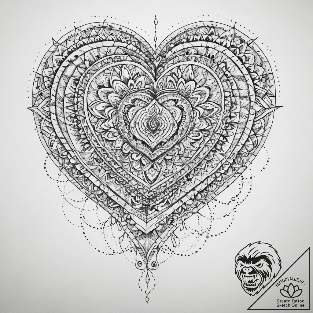 Tattoo sketch heart, tattoo line art, on a cl... - tattoo sketch (№1760643549_0, 16.10.2025 19:39) — tattoovalue.net
