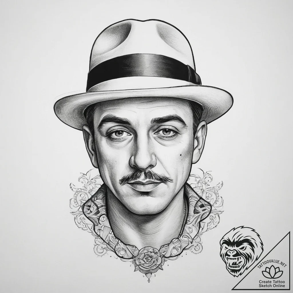 Tattoo sketch paul castellano with a hat, tat... - tattoo sketch (№1760644414_0, 16.10.2025 19:53) — tattoovalue.net