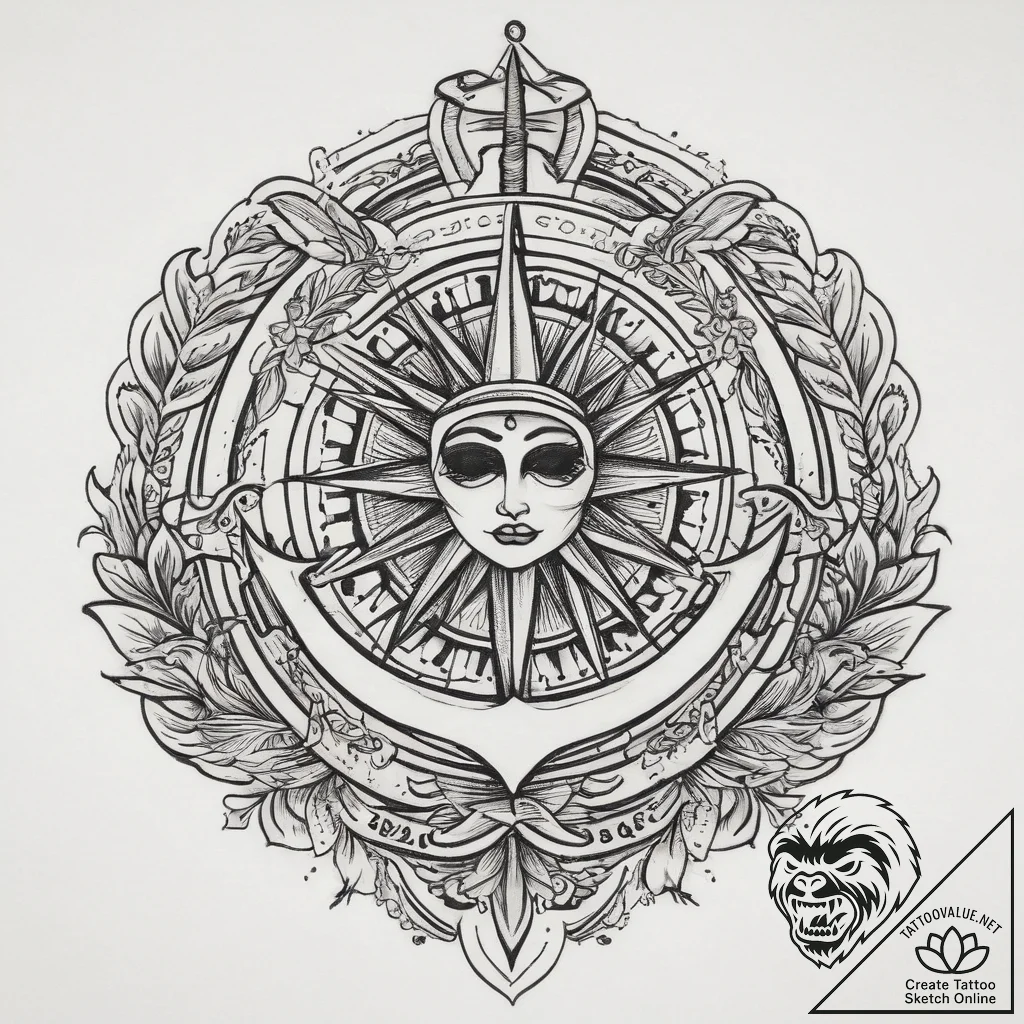 Tattoo sketch a symbolic event, tattoo flash... - tattoo sketch (№1760644630_0, 16.10.2025 19:57) — tattoovalue.net