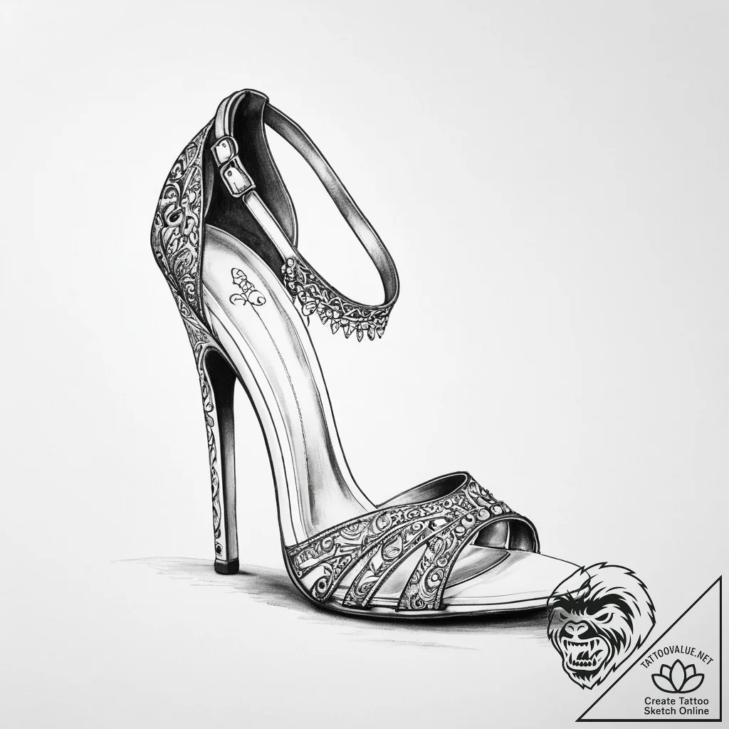 Tattoo sketch high heel shoe - tattoo sketch (№1760644846_0, 16.10.2025 20:00) — tattoovalue.net