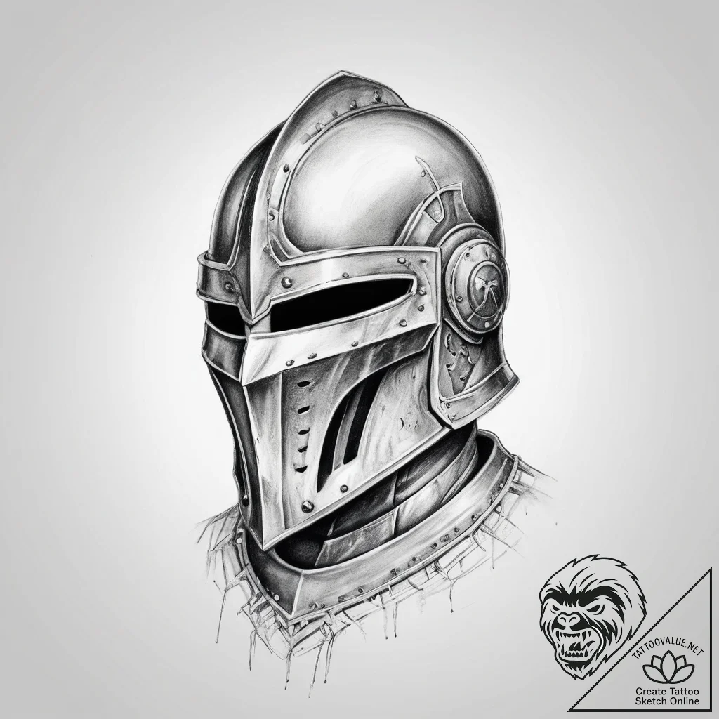 Tattoo sketch knight helmet - tattoo sketch (№1760645061_0, 16.10.2025 20:04) — tattoovalue.net