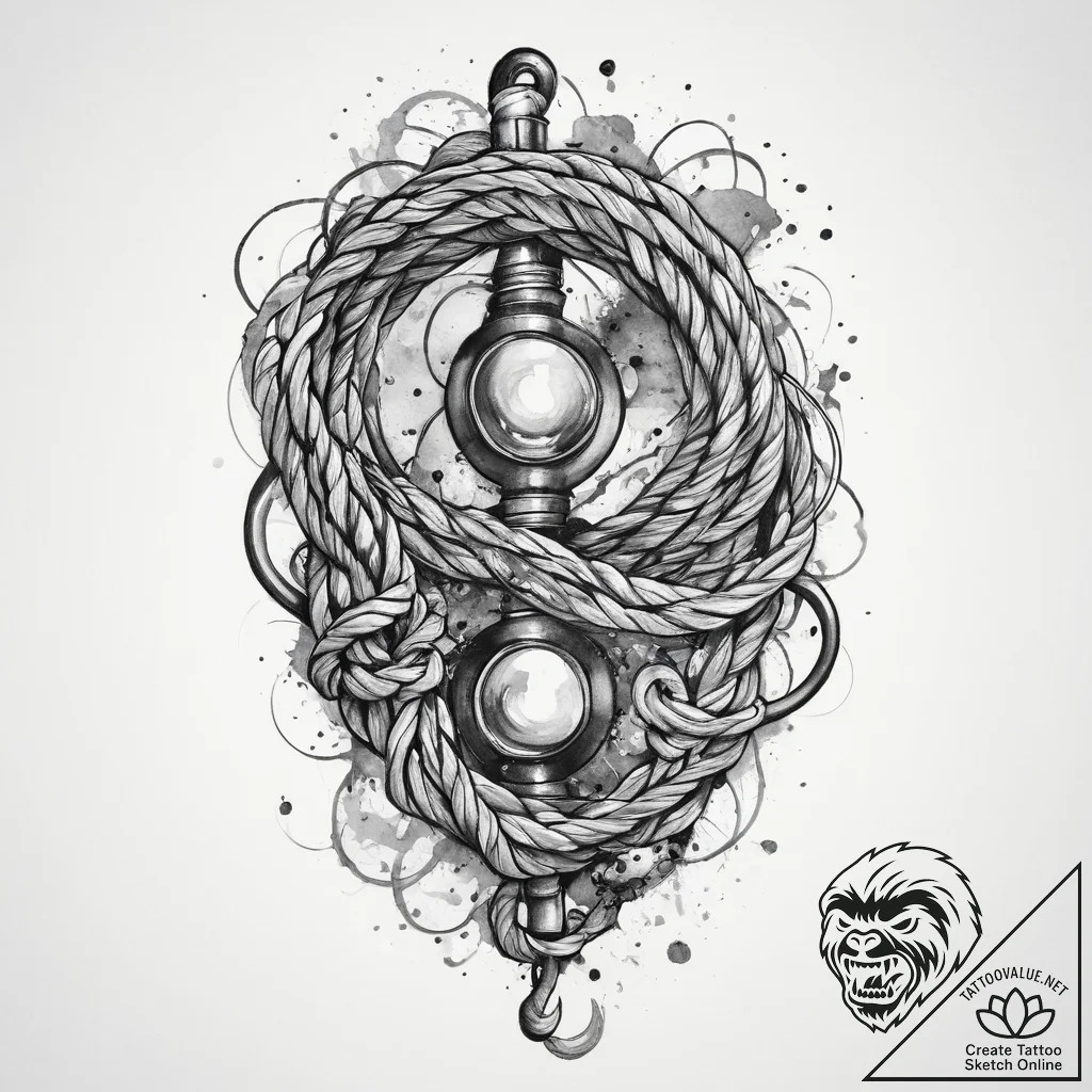 Tattoo sketch rope, ink illustration for tatt... - tattoo sketch (№1760646358_0, 16.10.2025 20:25) — tattoovalue.net