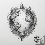 Tattoo sketch cosmic earth, tattoo line art,… – tattoo sketch (№1760648531_0, 16.10.2025 21:02) — tattoovalue.net