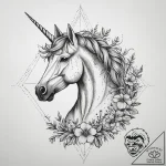 Tattoo sketch unicorn with a flower, tattoo s… – tattoo sketch (№1760648963_0, 16.10.2025 21:09) — tattoovalue.net