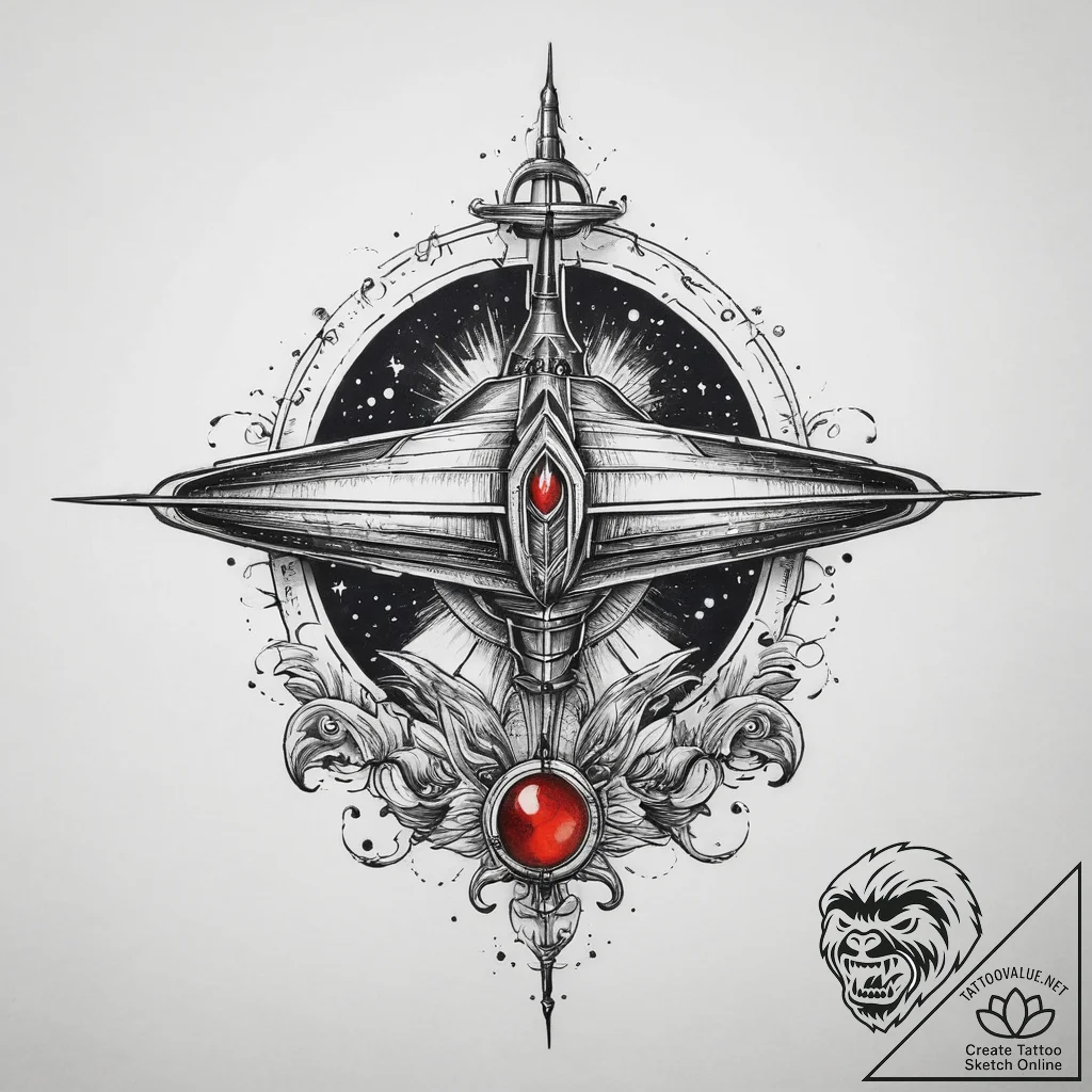 Tattoo sketch space ship, tattoo sketch desig... - tattoo sketch (№1760650260_0, 16.10.2025 21:31) — tattoovalue.net