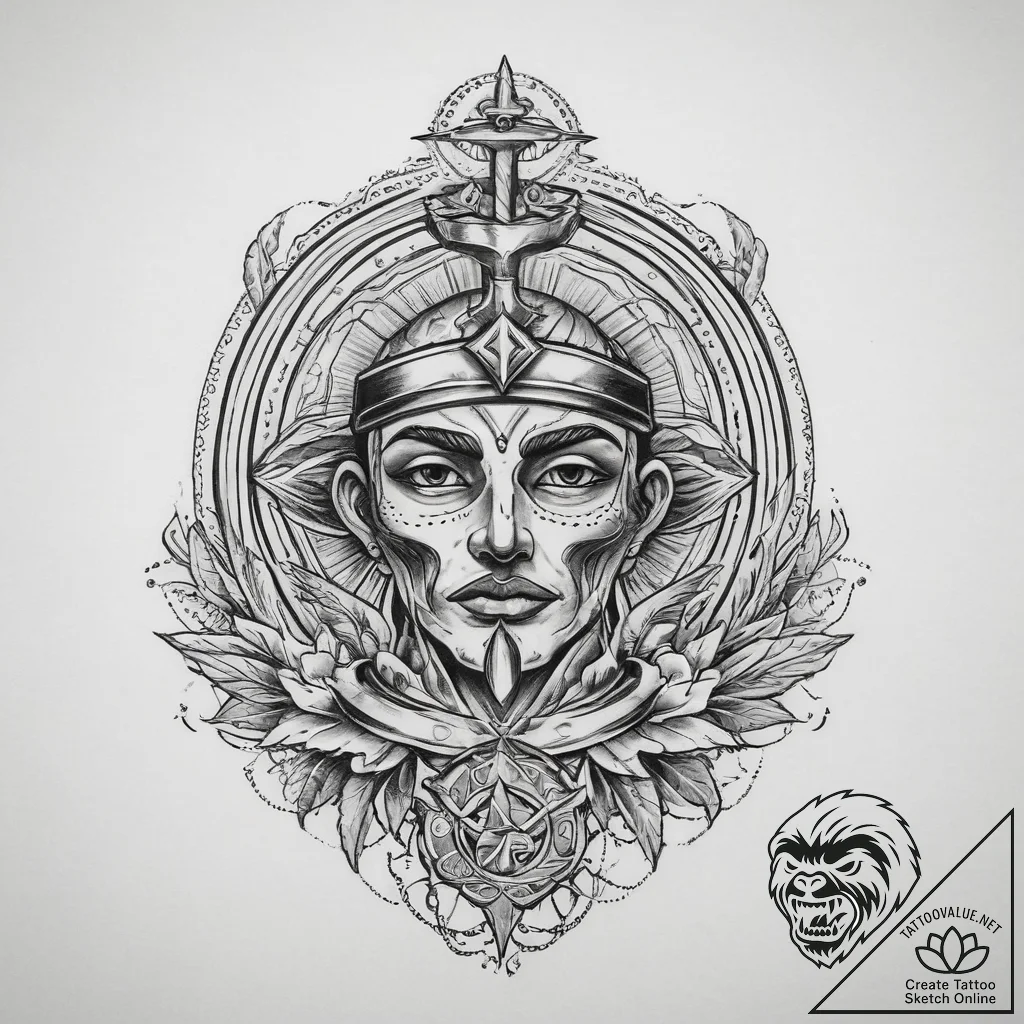 Tattoo sketch spiritual portrayal, tattoo ske... - tattoo sketch (№1760650908_0, 16.10.2025 21:41) — tattoovalue.net