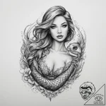 Tattoo sketch mermaid with a fish tail, artis… – tattoo sketch (№1760654162_0, 16.10.2025 22:36) — tattoovalue.net