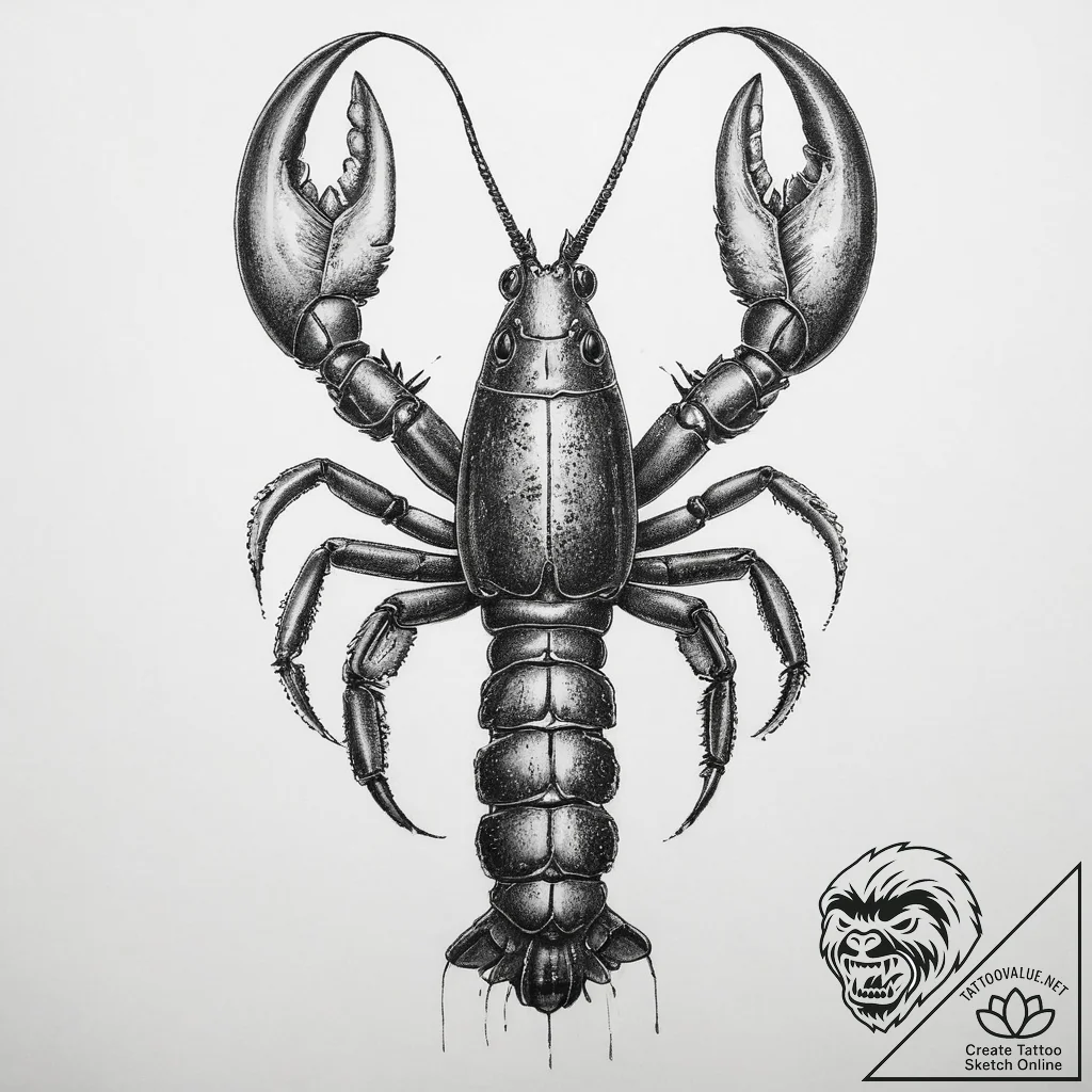 Tattoo sketch lobster - tattoo sketch (№1760655036_0, 16.10.2025 22:50) — tattoovalue.net