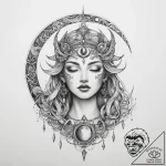 Tattoo sketch moon goddess – tattoo sketch (№1760655686_0, 16.10.2025 23:01) — tattoovalue.net