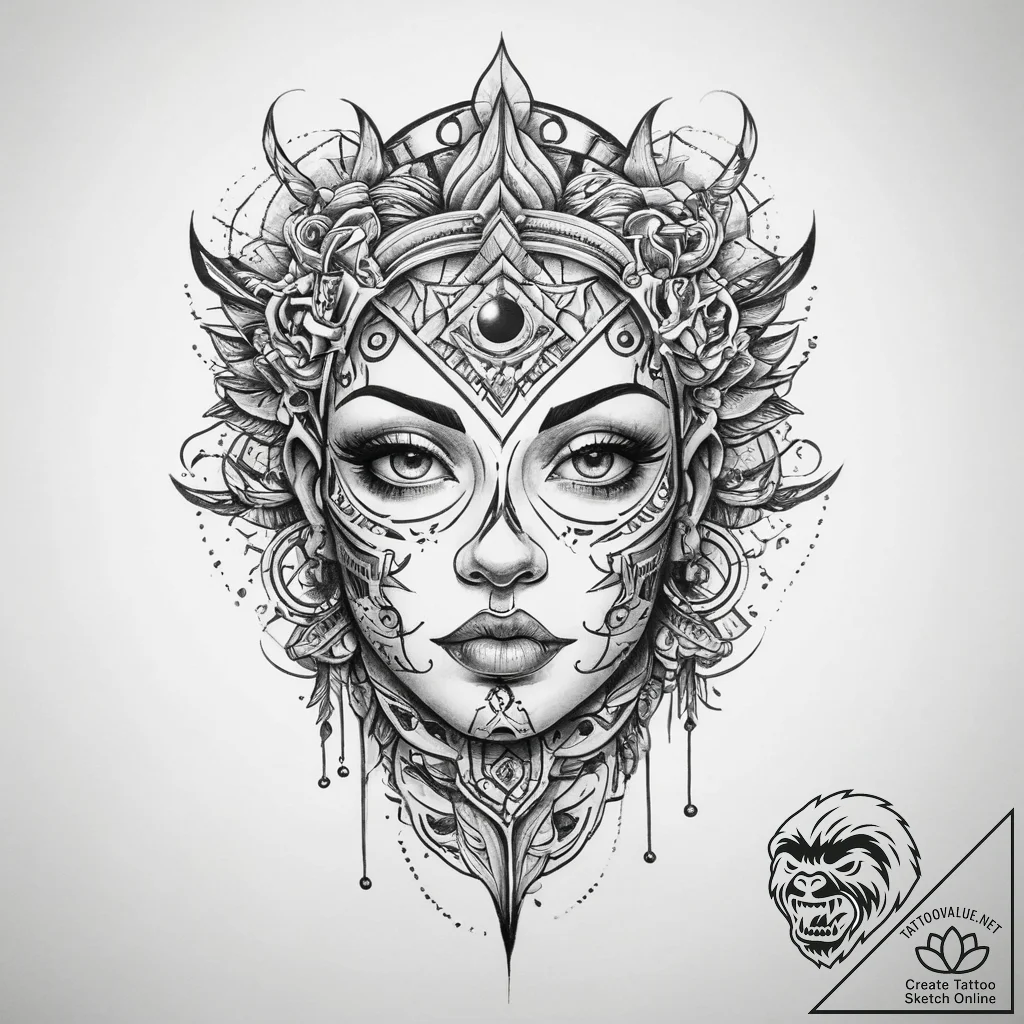 Tattoo sketch reflection, tattoo sketch desig... - tattoo sketch (№1760656550_0, 16.10.2025 23:15) — tattoovalue.net