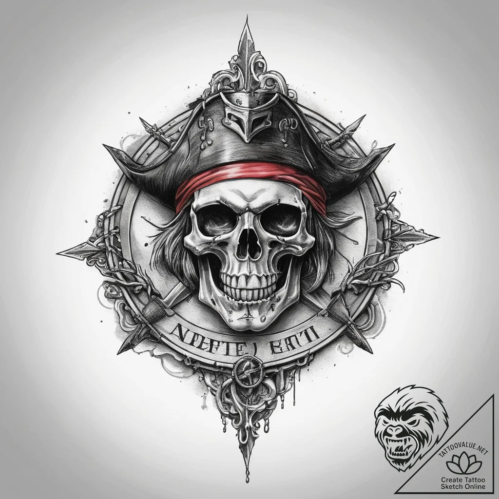 Tattoo sketch pirate coin, artistic tattoo sk... - tattoo sketch (№1760656766_0, 16.10.2025 23:19) — tattoovalue.net