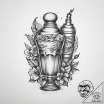 Tattoo sketch bartender cocktail shaker and g… – tattoo sketch (№1760658692_0, 16.10.2025 23:51) — tattoovalue.net