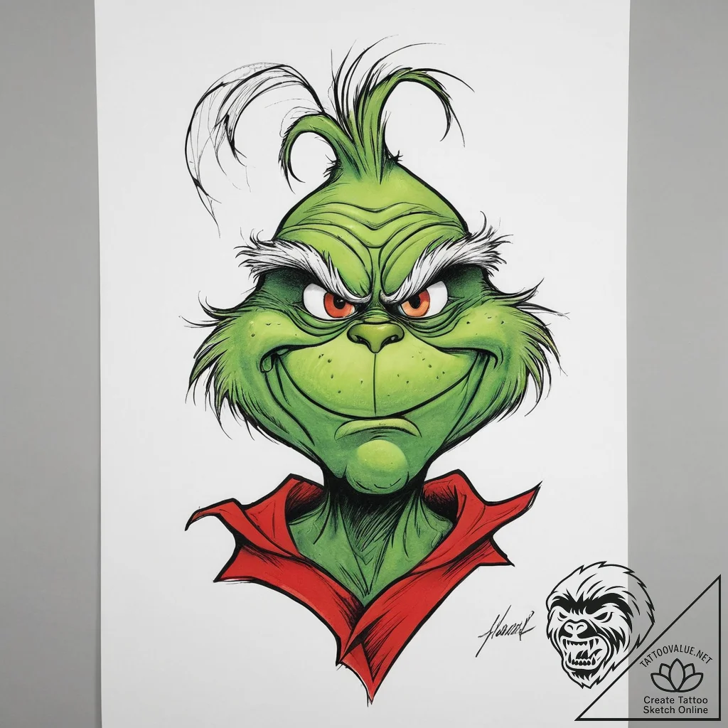Tattoo sketch the grinch with a tail, tattoo... - tattoo sketch (№1760663266_0, 17.10.2025 01:07) — tattoovalue.net
