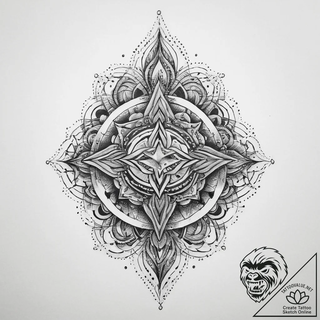 Tattoo sketch divine origin, ink illustration... - tattoo sketch (№1760663700_0, 17.10.2025 01:15) — tattoovalue.net