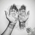 Tattoo sketch hands with a map – tattoo sketch (№1760664142_0, 17.10.2025 01:22) — tattoovalue.net