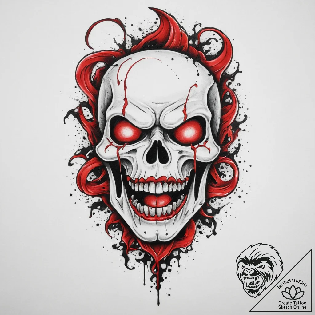 Horror & thriller, tattoo line art, soft whip... - tattoo sketch (№1760664575_0, 17.10.2025 01:29) — tattoovalue.net