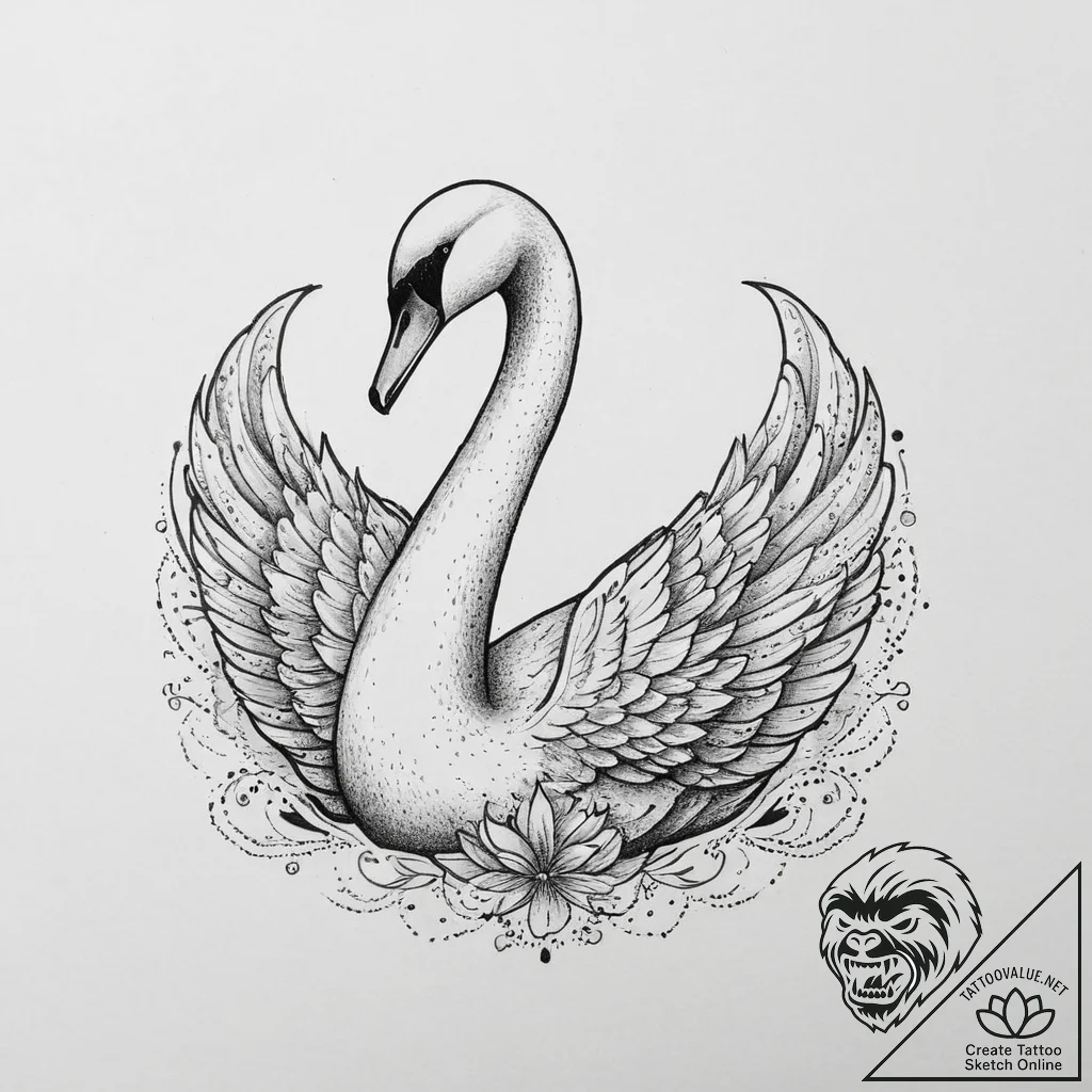 Tattoo sketch swan tattoo, tattoo sketch desi... - tattoo sketch (№1760665225_0, 17.10.2025 01:40) — tattoovalue.net