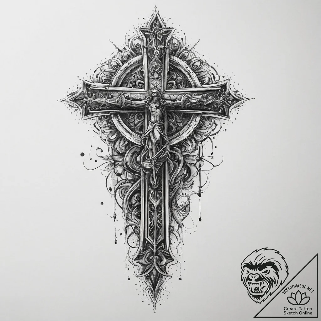 Tattoo sketch holy portrayal, artistic tattoo... - tattoo sketch (№1760665656_0, 17.10.2025 01:47) — tattoovalue.net