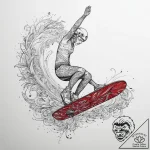 Tattoo sketch wakeboarding a person jumping,… – tattoo sketch (№1760666090_0, 17.10.2025 01:54) — tattoovalue.net